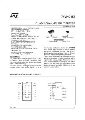 74VHC157T Datasheet PDF STMicroelectronics
