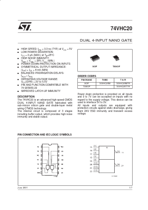 74VHC20TTR Datasheet PDF STMicroelectronics