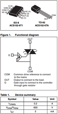 ACS102-6TA Datasheet PDF STMicroelectronics