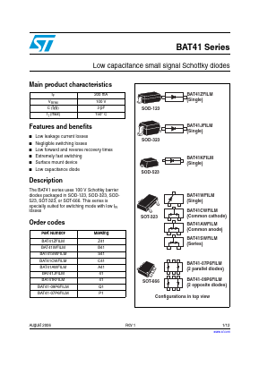 BAT41AJFILM Datasheet PDF STMicroelectronics