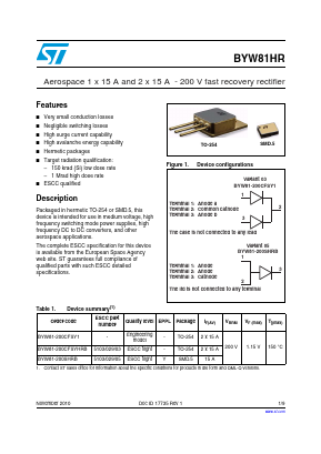 BYW81-200CFSY1 Datasheet PDF STMicroelectronics