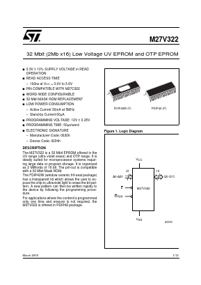 M27V322-100P6 Datasheet PDF STMicroelectronics