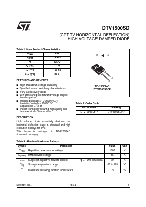 DTV1500SD Datasheet PDF STMicroelectronics