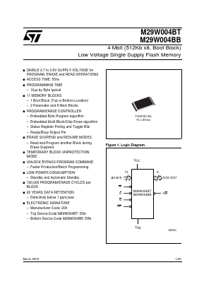 M29W004BT70N6T Datasheet PDF STMicroelectronics