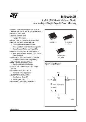 M29W040B Datasheet PDF STMicroelectronics