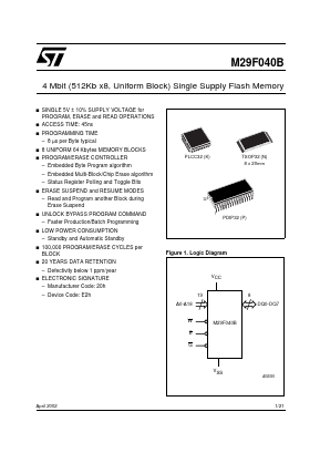 M29F040B Datasheet PDF STMicroelectronics