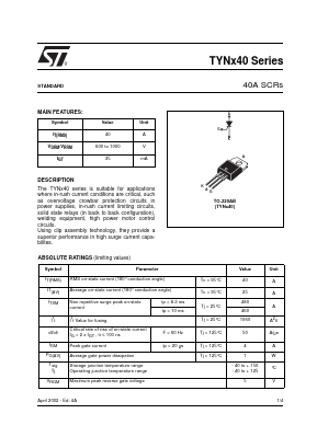 TYN640 Datasheet PDF STMicroelectronics
