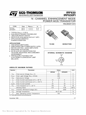 IRF630FI Datasheet PDF STMicroelectronics