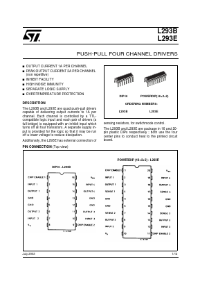 L293E Datasheet PDF STMicroelectronics
