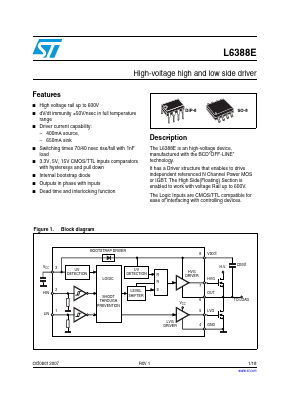 L6388ED Datasheet PDF STMicroelectronics