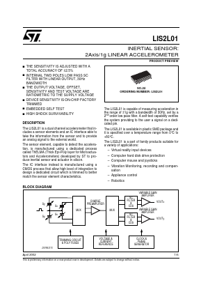 LIS2L01 Datasheet PDF STMicroelectronics