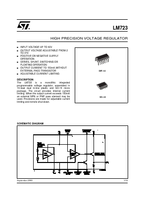 LM723CN Datasheet PDF STMicroelectronics