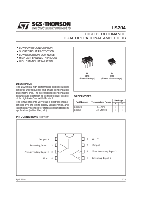 LS204CD Datasheet PDF STMicroelectronics