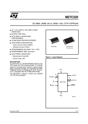 M27C320-100M6 Datasheet PDF STMicroelectronics