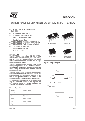 M27V512 Datasheet PDF STMicroelectronics