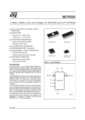 M27W202-100F6TR Datasheet PDF STMicroelectronics