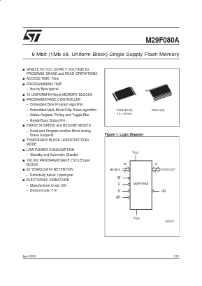 M29F080A90N6 Datasheet PDF STMicroelectronics