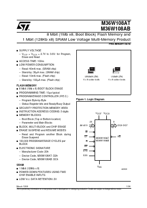 M36W108AB120ZN1T Datasheet PDF STMicroelectronics