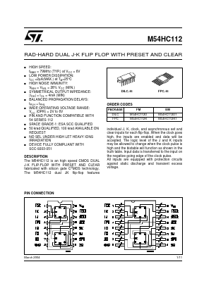 M54HC112D1 Datasheet PDF STMicroelectronics