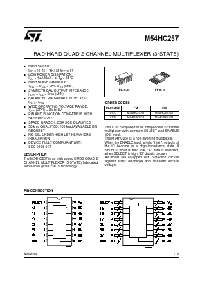M54HC257D1 Datasheet PDF STMicroelectronics