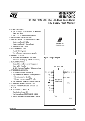 M58MR064D100ZC Datasheet PDF STMicroelectronics