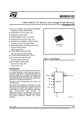 M59BW10225N1T Datasheet PDF STMicroelectronics