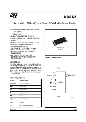 M68Z128 Datasheet PDF STMicroelectronics