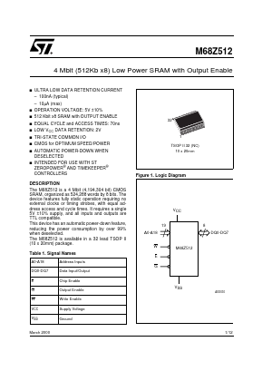 M68Z512NC Datasheet PDF STMicroelectronics