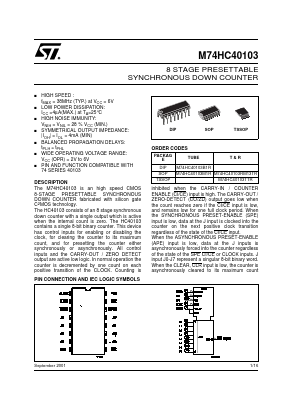 M74HC40103TTR Datasheet PDF STMicroelectronics