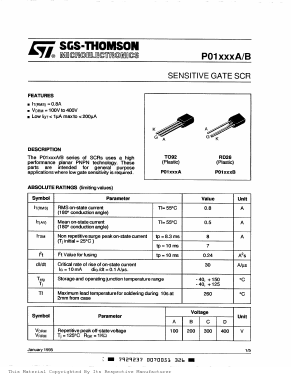 P0111CB Datasheet PDF STMicroelectronics