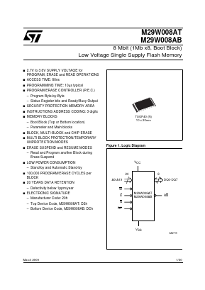 M29W008AT Datasheet PDF STMicroelectronics