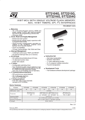 ST72216G Datasheet PDF STMicroelectronics