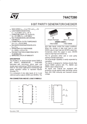 74ACT280B Datasheet PDF STMicroelectronics