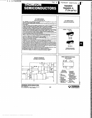 TBA800 Datasheet PDF STMicroelectronics