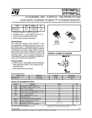 STP70NF3LL Datasheet PDF STMicroelectronics