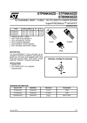 STP9NK60ZD Datasheet PDF STMicroelectronics
