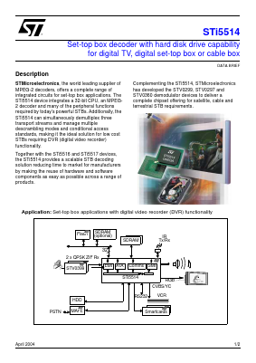 STI5514-DVB Datasheet PDF STMicroelectronics