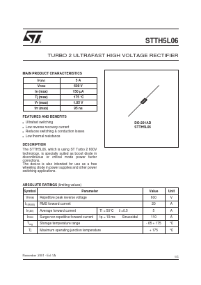 STTH5L06RL Datasheet PDF STMicroelectronics