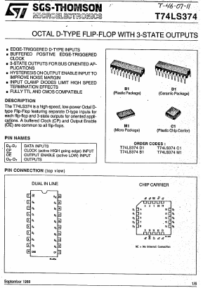 T74LS374XX Datasheet PDF STMicroelectronics