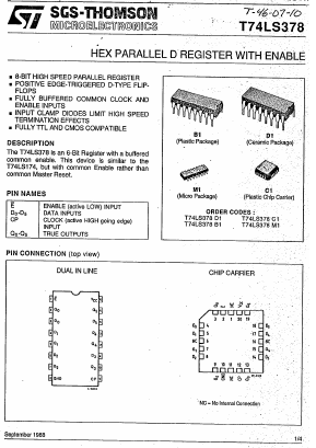 T74LS378 Datasheet PDF STMicroelectronics