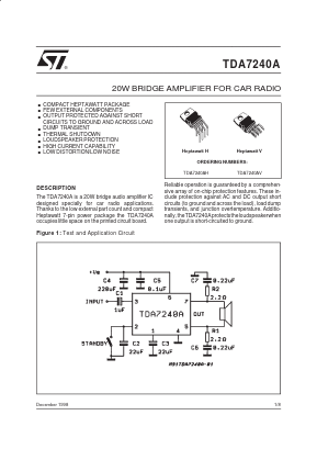 TDA7240AV Datasheet PDF STMicroelectronics