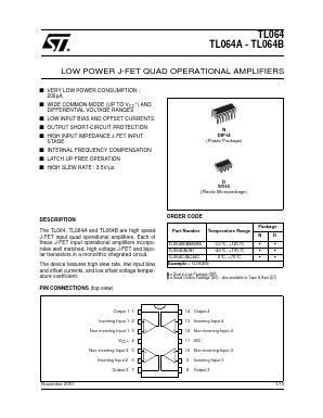TL064BM Datasheet PDF STMicroelectronics