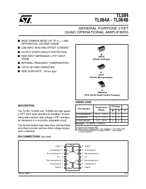 TL084A Datasheet PDF STMicroelectronics