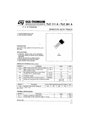 TLC331A Datasheet PDF STMicroelectronics