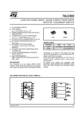 74LCX02 Datasheet PDF STMicroelectronics