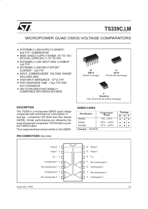 TS339C Datasheet PDF STMicroelectronics