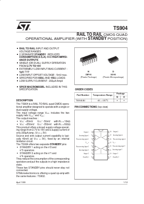 TS904AIN Datasheet PDF STMicroelectronics