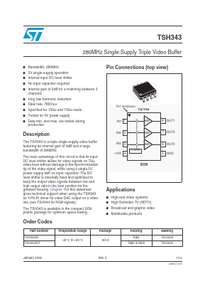 TSH343IDT Datasheet PDF STMicroelectronics