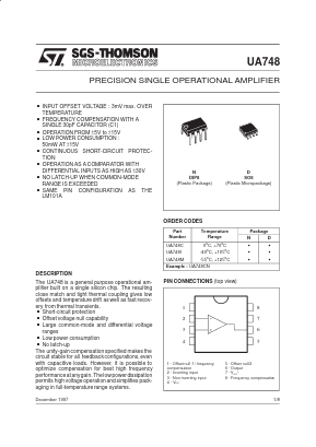 UA748CD Datasheet PDF STMicroelectronics