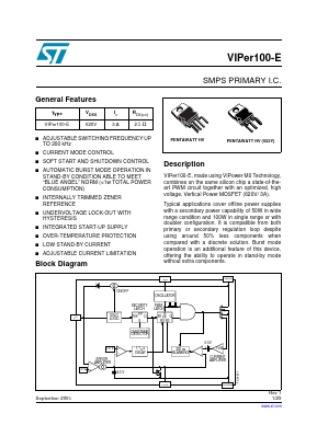 VIPER100-E Datasheet PDF STMicroelectronics
